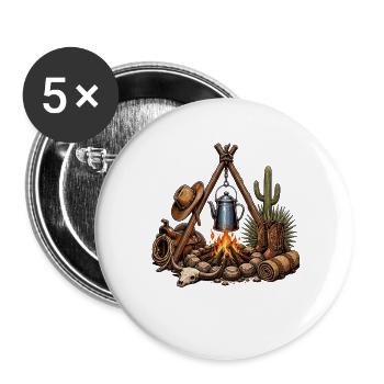 Desert Campfire Western Motif - Buttons large 2.2''/56 mm (5-pack) - white - Front