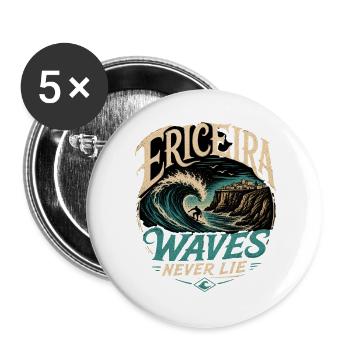 Ericeira Surf - Lot de 5 grands badges (56 mm) - blanc - Devant