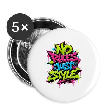No Rules Just Style - Buttons groß 56 mm (5er Pack) - Weiß - Vorne