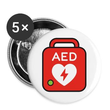 Défibrillateur AED - Lot de 5 grands badges (56 mm) - blanc - Devant
