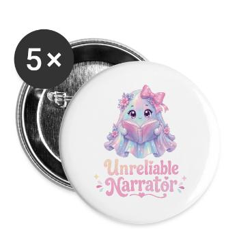 Unzuverlässiger Erzähler, Buchliebhaber, Autor Halloween - Buttons groß 56 mm (5er Pack) - Weiß - Vorne