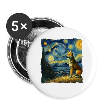 Australischer Wildhund Starry Night - Buttons groß 56 mm (5er Pack) - Weiß - Vorne