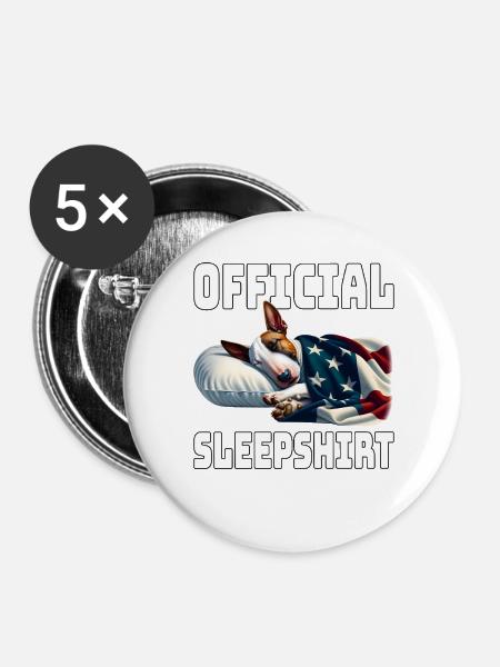 Bullterrier US Schlafshirt - Buttons groß 56 mm (5er Pack) - Weiß