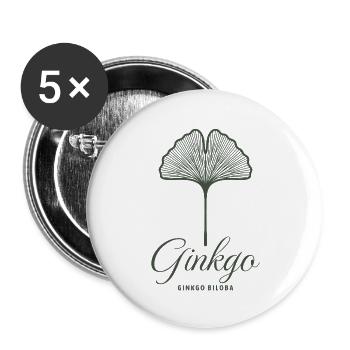 Ginkgo | Ginkgoblatt Illustration | Baum - Buttons groß 56 mm (5er Pack) - Weiß - Vorne