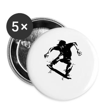 Skateboarder - Buttons groß 56 mm (5er Pack) - Weiß - Vorne