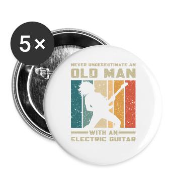 Never Underestimate Old Man With Saxophone - Buttons groß 56 mm (5er Pack) - Weiß - Vorne