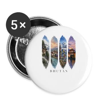 Bhutan Urlaub Travel – Himalaya & Kultur Motiv - Buttons groß 56 mm (5er Pack) - Weiß - Vorne