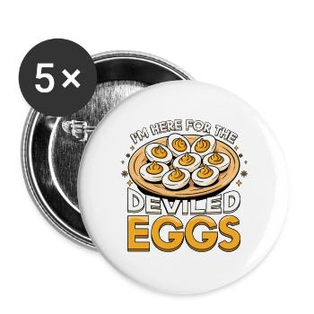 Ich bin hier für das Teufelskeier-Thanksgiving-Dinner - Buttons groß 56 mm (5er Pack) - Weiß - Vorne