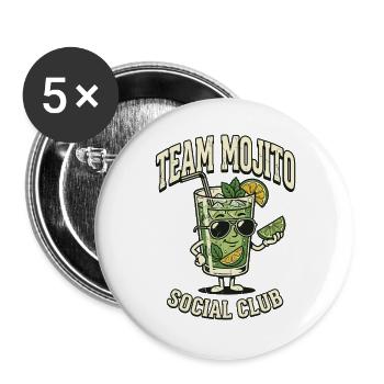 Hen Party Team Mojito Cocktail Bartender - Buttons groß 56 mm (5er Pack) - Weiß - Vorne