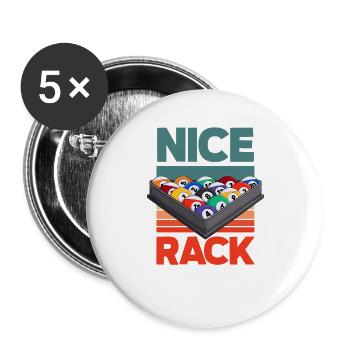 Nice Rack Lustiges Billard 9 Ball Pool Retro - Buttons groß 56 mm (5er Pack) - Weiß - Vorne