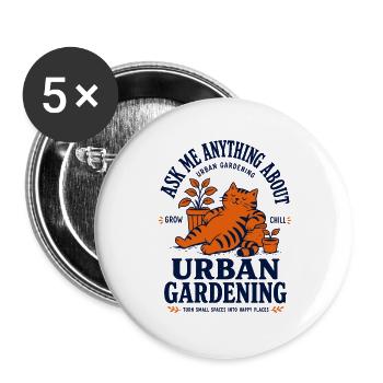 Urban Gardening, frag mich alles über - Buttons groß 56 mm (5er Pack) - Weiß - Vorne