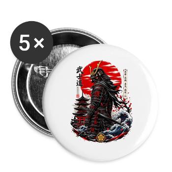 Samurai am Roten Mond - Buttons groß 56 mm (5er Pack) - Weiß - Vorne