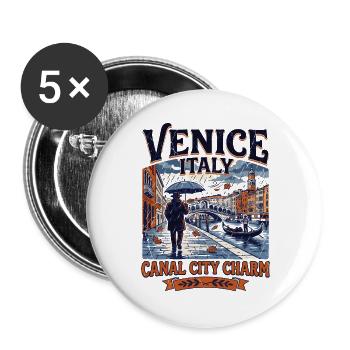 Venice Italy Canal City Charm Rainy Day - Buttons groß 56 mm (5er Pack) - Weiß - Vorne