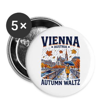 Vienna Austria Autumn Waltz Cityscape Art - Buttons groß 56 mm (5er Pack) - Weiß - Vorne