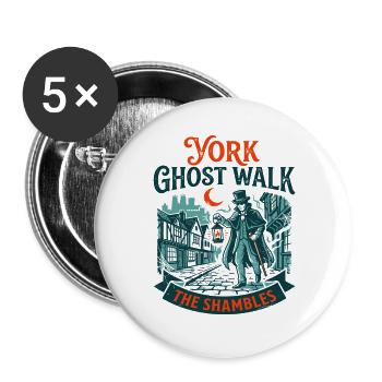 York Ghost Walk The Shambles Historic Tour - Buttons groß 56 mm (5er Pack) - Weiß - Vorne
