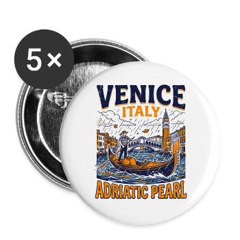Venice Italy Adriatic Pearl Gondolier Edinburgh - Buttons groß 56 mm (5er Pack) - Weiß - Vorne