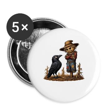 Krähenfreund der Scheune - Buttons groß 56 mm (5er Pack) - Weiß - Vorne