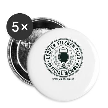 Bier Lecker Pilsken Club Ruhrpott Pils Bierchen - Buttons groß 56 mm (5er Pack) - Weiß - Vorne