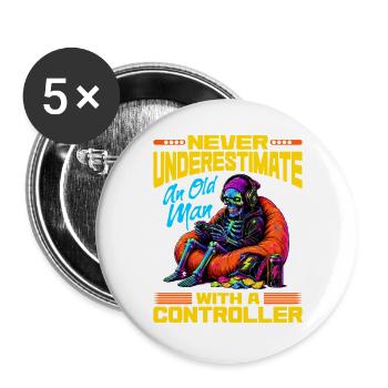 Skeleton Gamer Gaming Halloween - Buttons groß 56 mm (5er Pack) - Weiß - Vorne