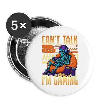 Skeleton Gamer Gaming Halloween - Buttons groß 56 mm (5er Pack) - Weiß - Vorne