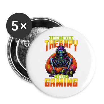 Skeleton Gamer Gaming Halloween - Buttons groß 56 mm (5er Pack) - Weiß - Vorne