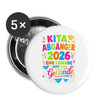 Kita Abgänger 2026 Legende Gelände - Buttons groß 56 mm (5er Pack) - Weiß - Vorne