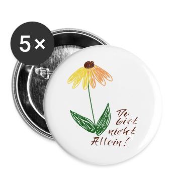 Gelbe Blume Du bist nicht Allein - Buttons groß 56 mm (5er Pack) - Weiß - Vorne