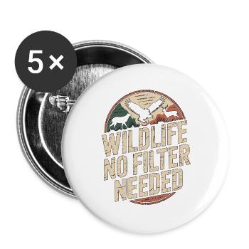 Wildlife Photographer Wildlife No Filter Cameraman - Buttons groß 56 mm (5er Pack) - Weiß - Vorne