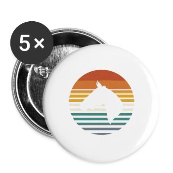 Reitzaum mit Pferdekopf – Retro-Vintage-Streifen – - Buttons groß 56 mm (5er Pack) - Weiß - Vorne