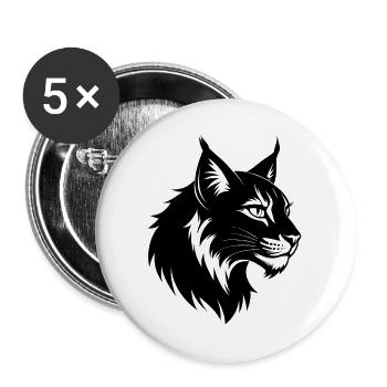 Wilder Luchs - Buttons groß 56 mm (5er Pack) - Weiß - Vorne