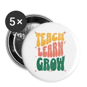 Learn To Grow Retro-Typografie - Buttons groß 56 mm (5er Pack) - Weiß - Vorne
