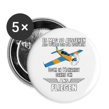 Hobbypiloten Geschenk Piloten - Buttons groß 56 mm (5er Pack) - Weiß - Vorne