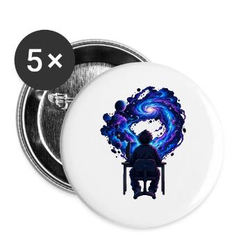 Kosmische Kreativität am Schreibtisch - Buttons groß 56 mm (5er Pack) - Weiß - Vorne