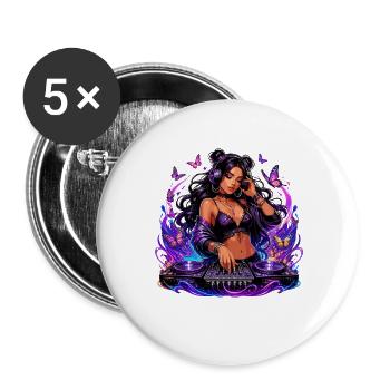Nacht DJ in mit Schmetterlingen - Buttons groß 56 mm (5er Pack) - Weiß - Vorne