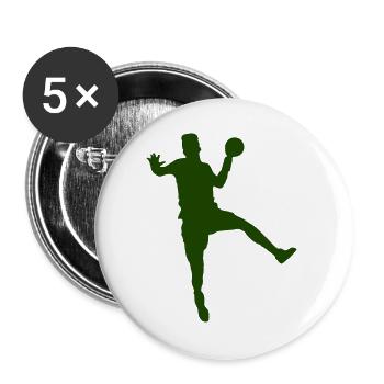 Handball Sprung mit Ball - Buttons groß 56 mm (5er Pack) - Weiß - Vorne