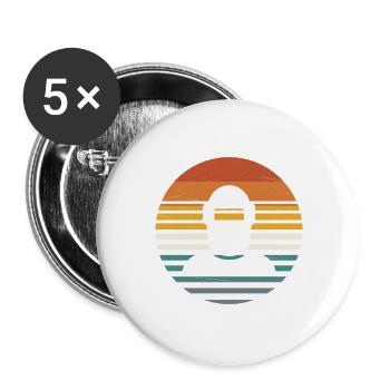 Schweißhelm – Porträt, Retro, Vintage, Streifen, M - Buttons groß 56 mm (5er Pack) - Weiß - Vorne