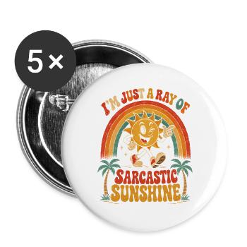 Sarkastischer Sonnenschein Retro - Buttons groß 56 mm (5er Pack) - Weiß - Vorne