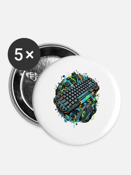 Cyber-Tastatur Neon-Setup - Buttons groß 56 mm (5er Pack) - Weiß