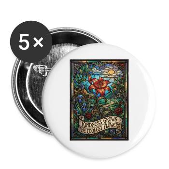 Kindness Grows The Coolest Flowers - Buttons groß 56 mm (5er Pack) - Weiß - Vorne
