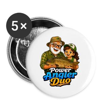 Opa Enkel Angeln - Buttons groß 56 mm (5er Pack) - Weiß - Vorne