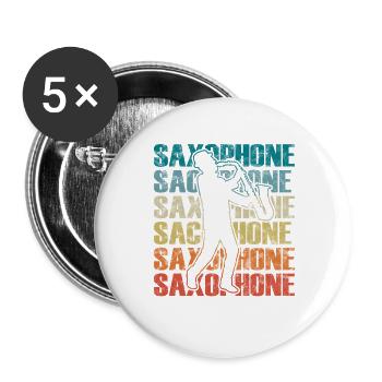 Saxophonist - Vintage Saxophon Spieler - Buttons groß 56 mm (5er Pack) - Weiß - Vorne