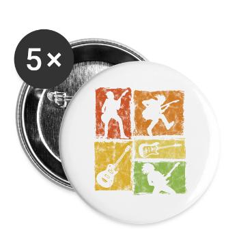 Vintage E-Guitarre Für Guitarristen Bassisten - Buttons groß 56 mm (5er Pack) - Weiß - Vorne