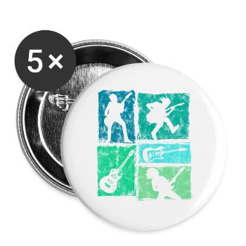 Vintage E-Guitarren Design Guitarrist Bassist - Buttons groß 56 mm (5er Pack) - Weiß - Vorne
