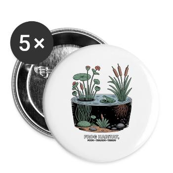 Frog Habitat Wetland Wildlif - Buttons groß 56 mm (5er Pack) - Weiß - Vorne