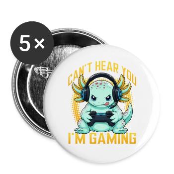 Funny Axolotl Gamer Gaming - Buttons groß 56 mm (5er Pack) - Weiß - Vorne
