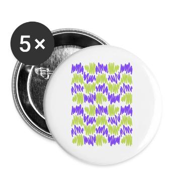 Lime-Grün und Lila Zickzackmuster - Buttons groß 56 mm (5er Pack) - Weiß - Vorne