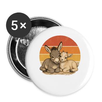 Esel und Ziege - Buttons groß 56 mm (5er Pack) - Weiß - Vorne