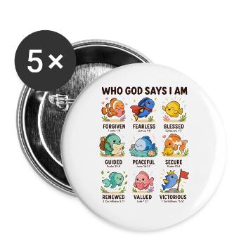  Von Wem Gott Sagt, Dass Ich Ein Elefant Bin? - Buttons groß 56 mm (5er Pack) - Weiß - Vorne