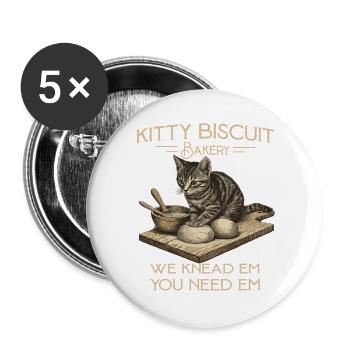 Kätzchen-Keks-Bäckerei Vintage - Buttons groß 56 mm (5er Pack) - Weiß - Vorne