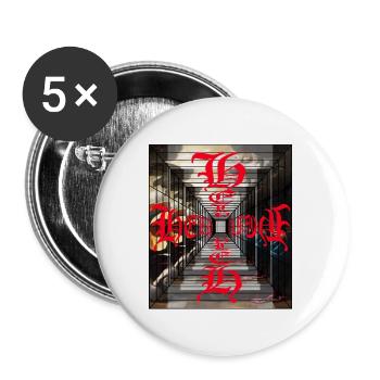 Rote gotische Hieroglyphen im Perspektivtunnel - Buttons groß 56 mm (5er Pack) - Weiß - Vorne